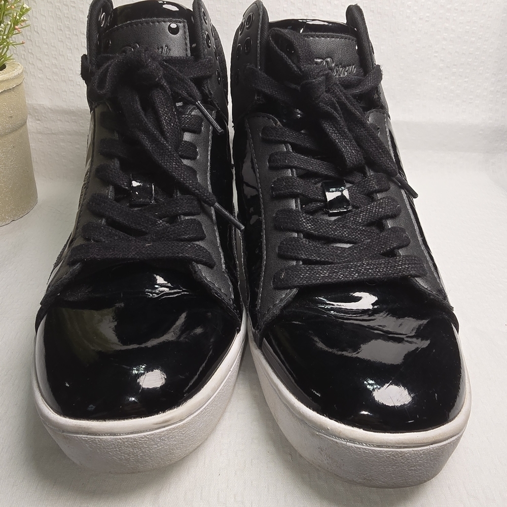 PASTRY BLACK POP TART GLITTER HIGH TOP GOTH PUNK STREETWEAR WOMENS SIZE 10 EUC - Picture 6 of 10